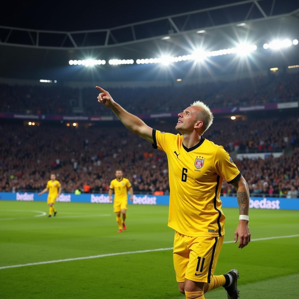 Haaland celebrating a Champions League goal