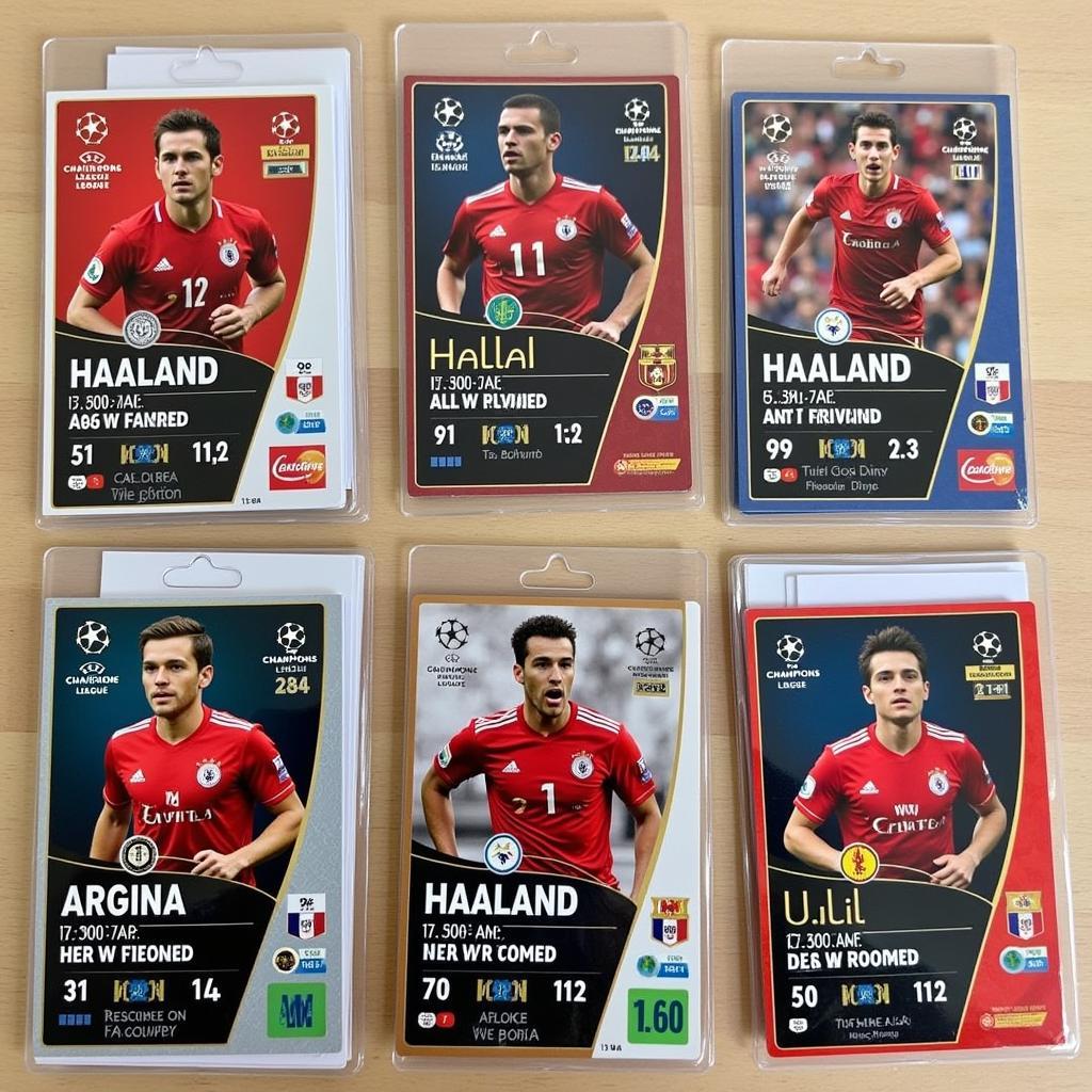 A collection of Haaland Champions League Cards