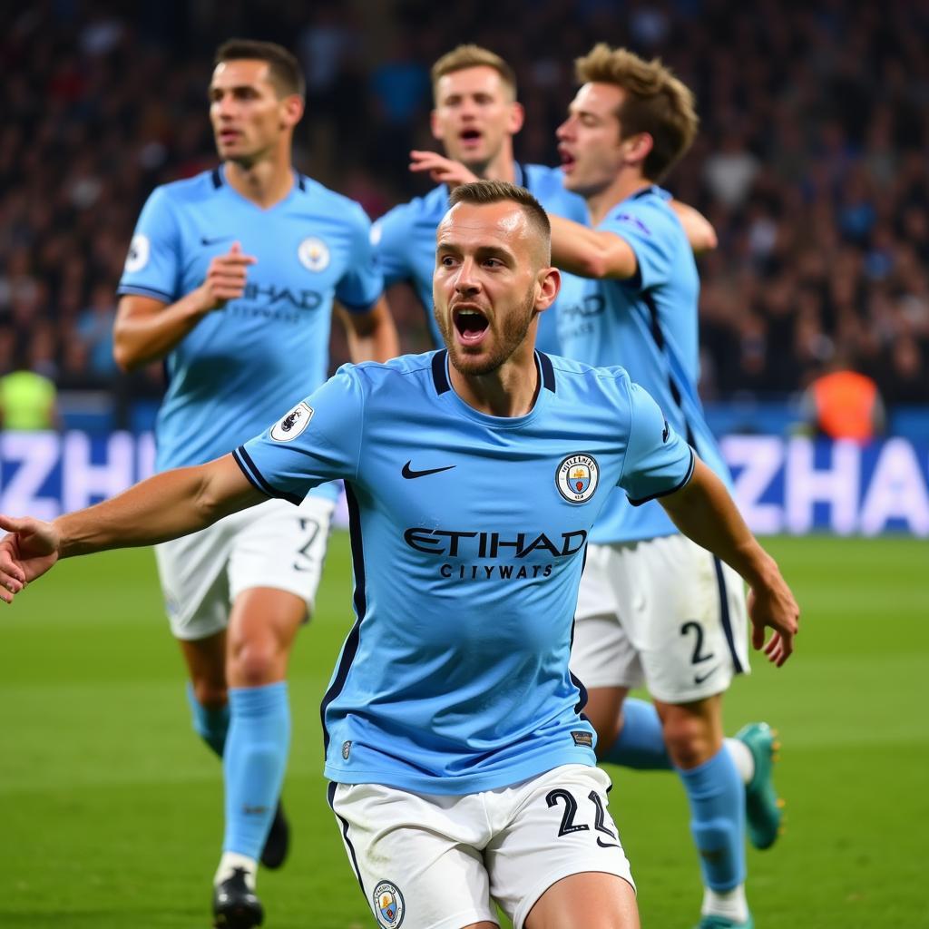 Haaland Celebrates a Champions League Goal