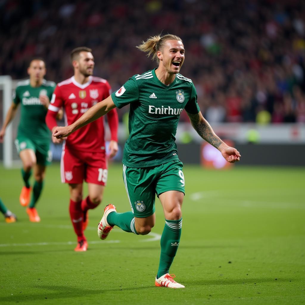 Haaland celebrates a Champions League goal