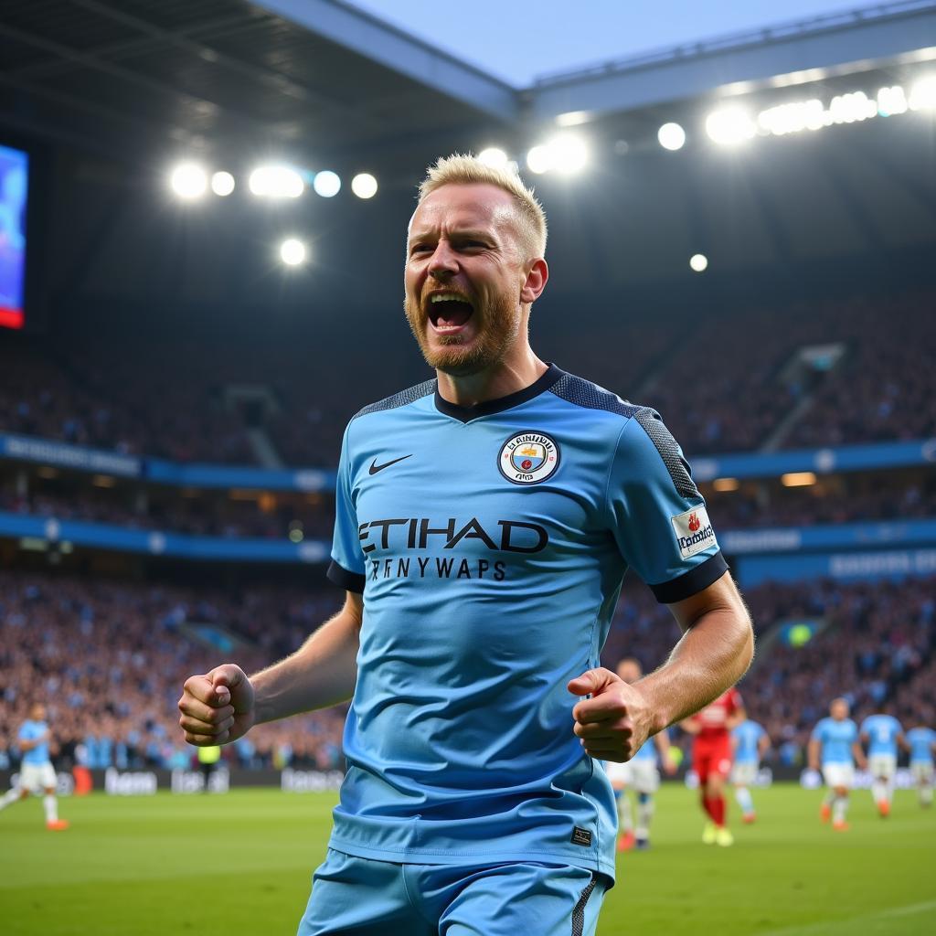 Erling Haaland celebrating a Champions League goal