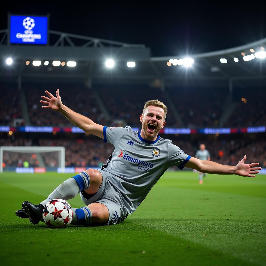 Erling Haaland celebrating a Champions League goal