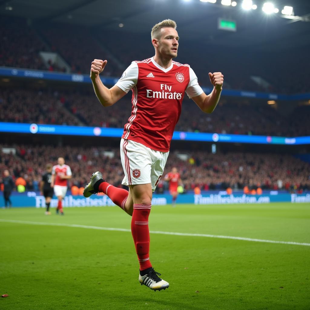 Erling Haaland celebrates a Champions League goal, illustrating his success in Europe's premier club competition.