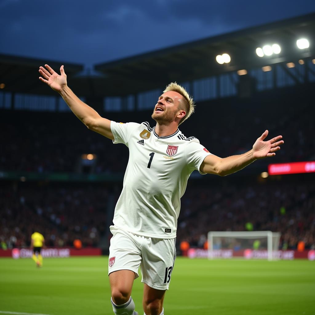 Erling Haaland celebrating a Champions League goal