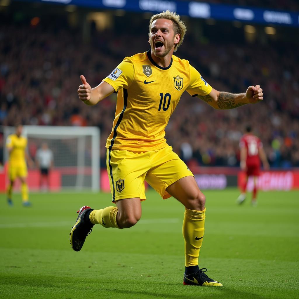 Haaland celebrating a Champions League goal