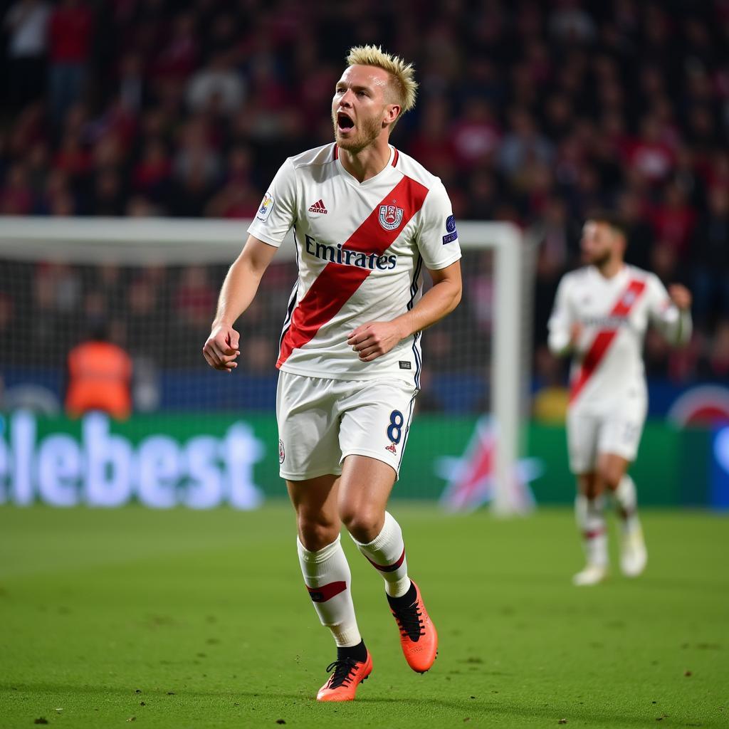 Haaland Celebrating a Champions League Goal Against PSG