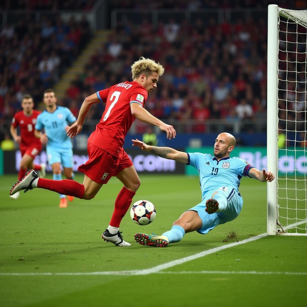 Erling Haaland scoring a goal in the Champions League