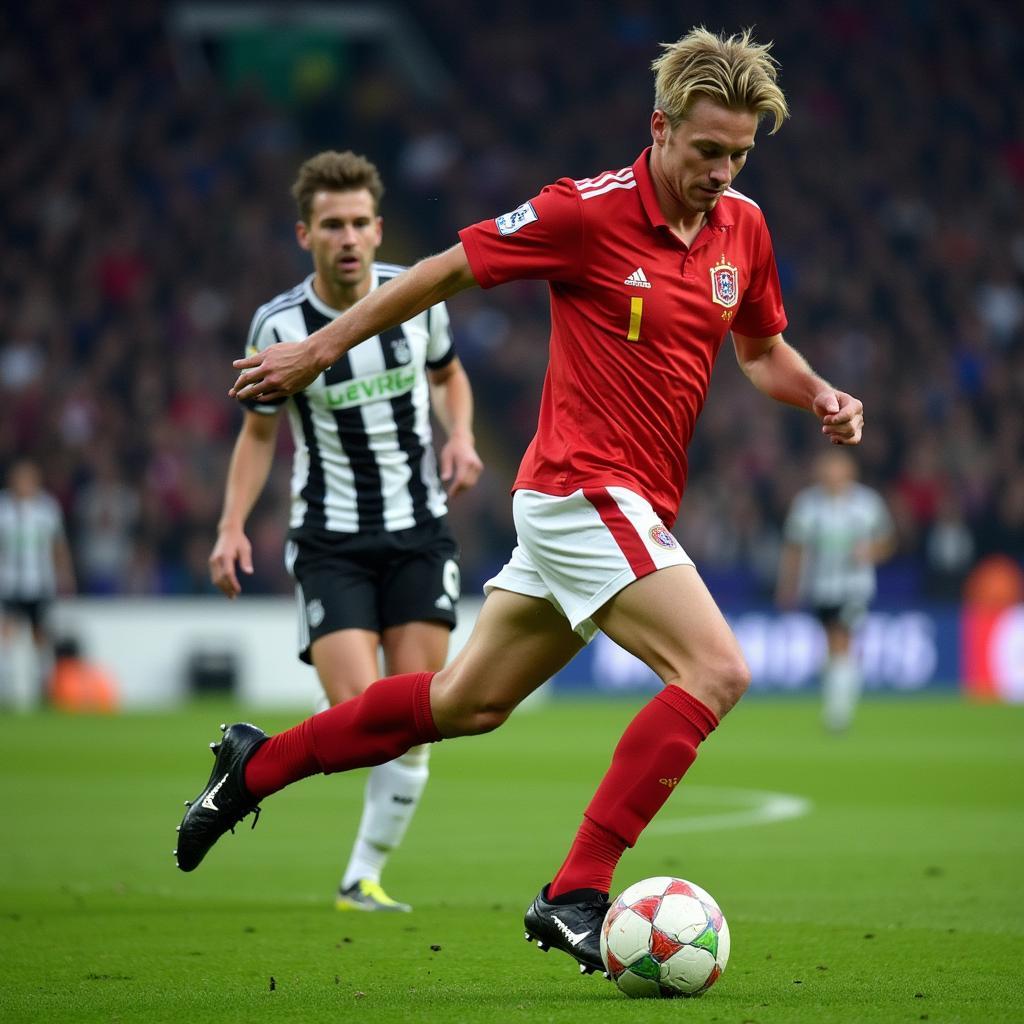 Erling Haaland scoring a Champions League goal