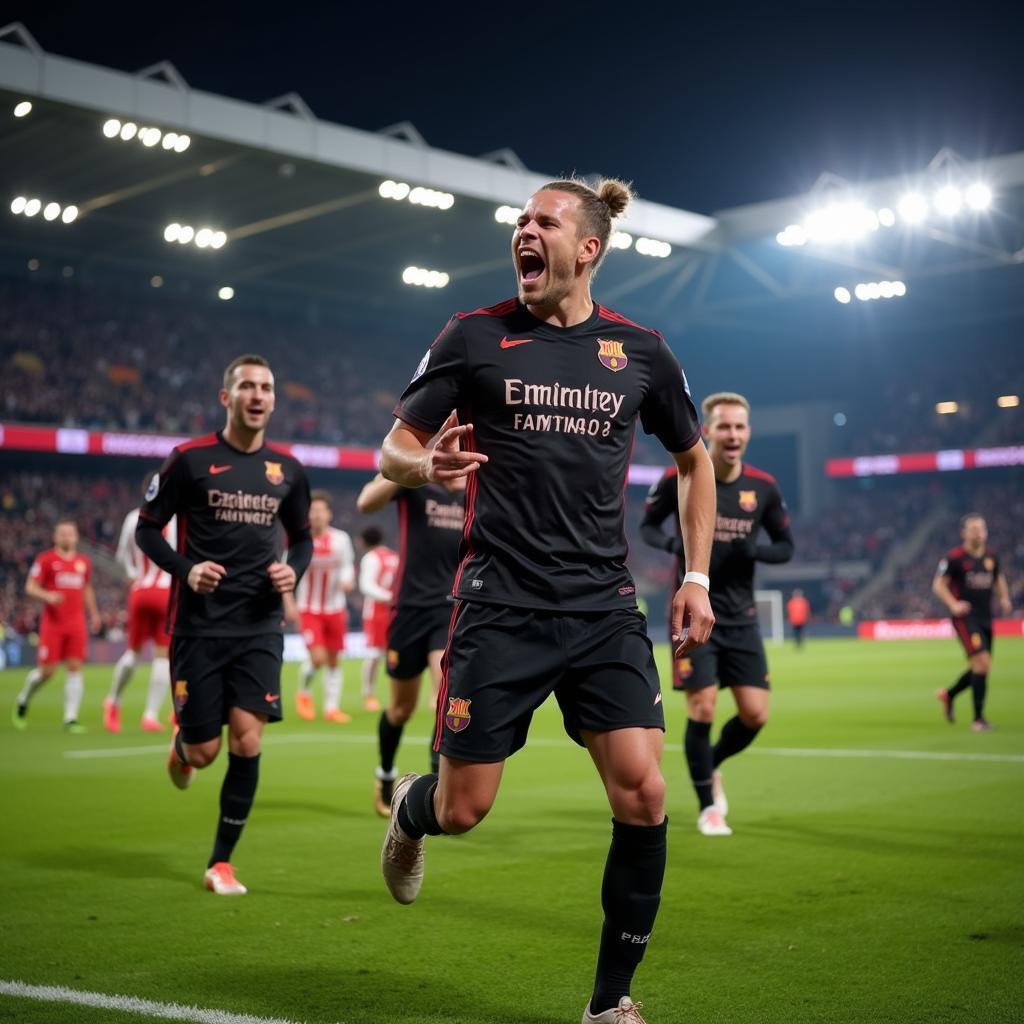 Haaland celebrates a goal in the Champions League group stage