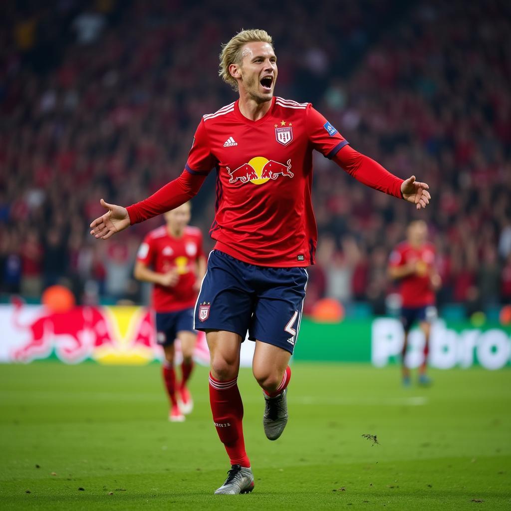 Erling Haaland celebrates his Champions League hat-trick