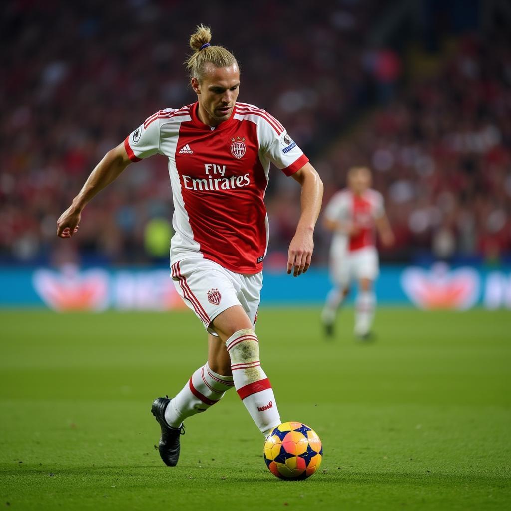 Haaland Striking the Ball Powerfully in Champions League Match