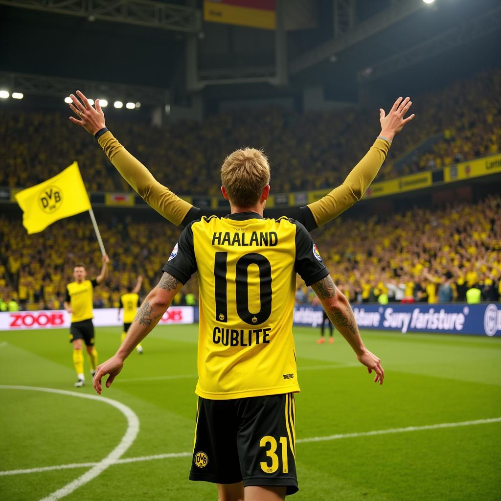 Erling Haaland Celebrated by Dortmund Fans