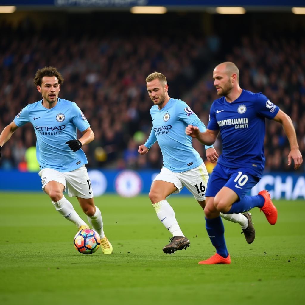 Haaland creating space with his movement against Chelsea