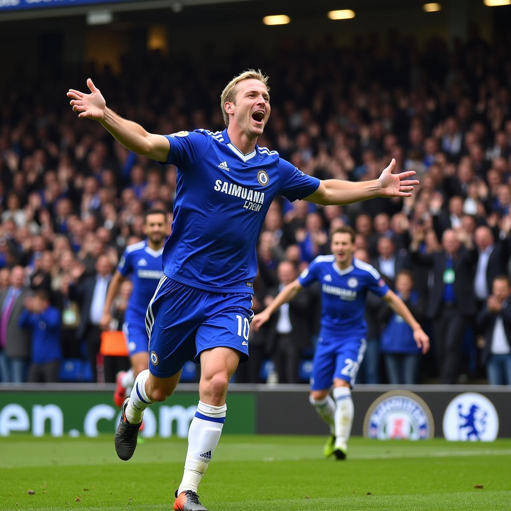 Haaland celebrating with Chelsea fans