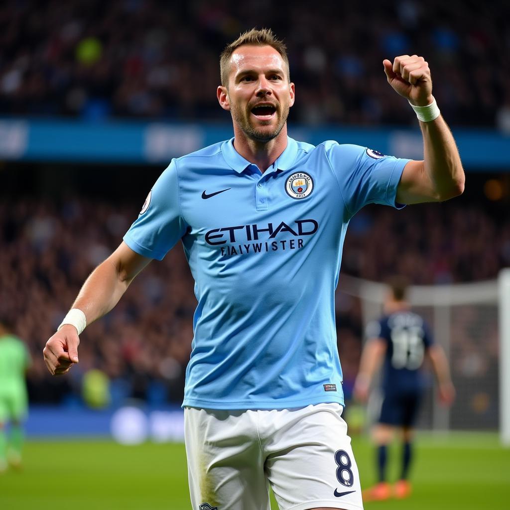 Haaland Celebrates a Goal for Manchester City