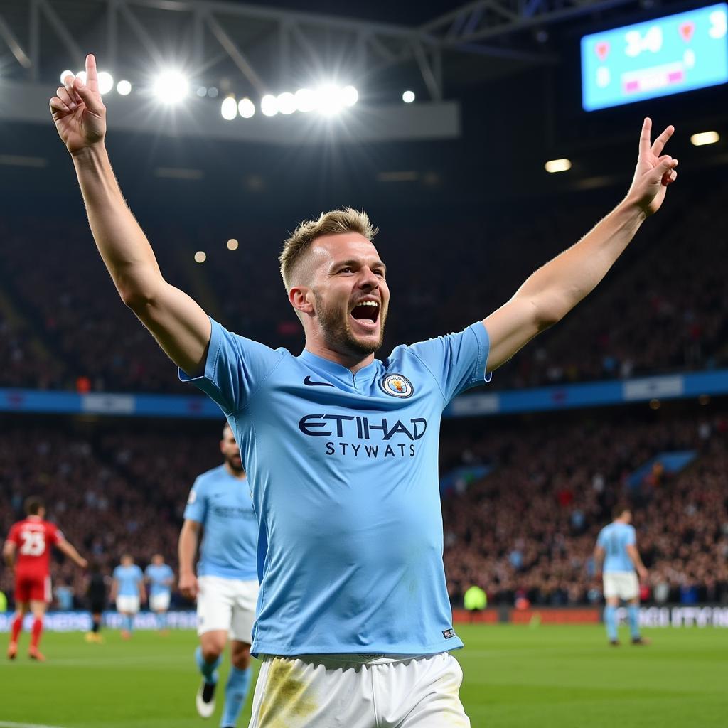 Haaland celebrates a hat-trick for Manchester City