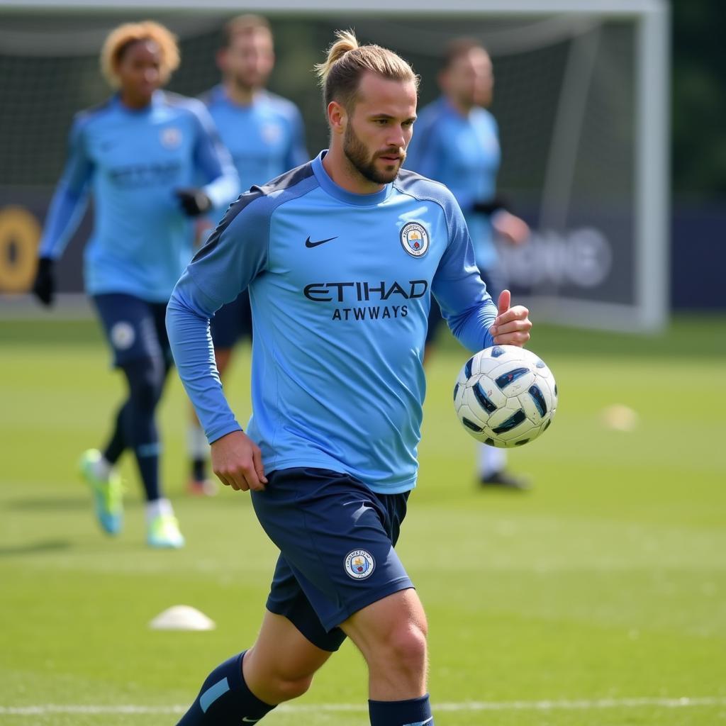 Haaland Training in his City Number 9 Kit