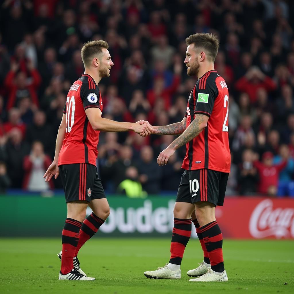 Haaland and De Bruyne handshake celebration