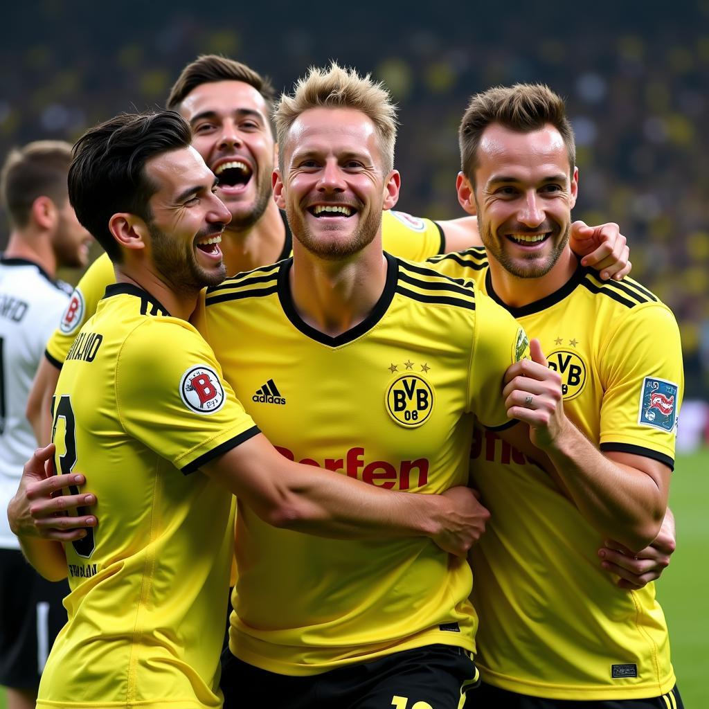 Haaland Celebrating with Teammates at Dortmund