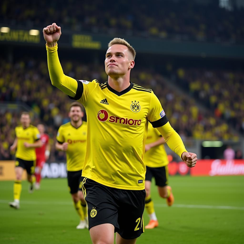 Erling Haaland Celebrating a Goal for Borussia Dortmund