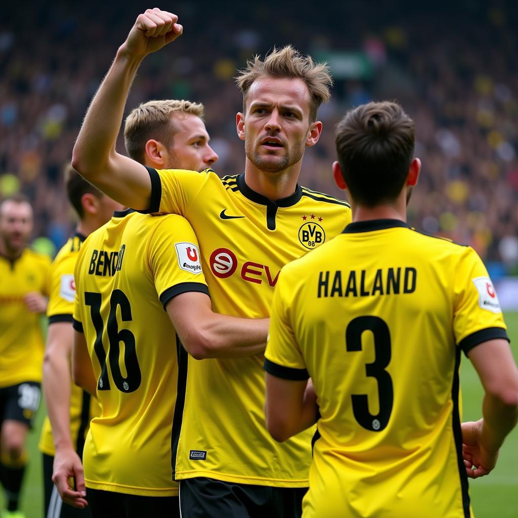 Erling Haaland Celebrating a Goal for Borussia Dortmund