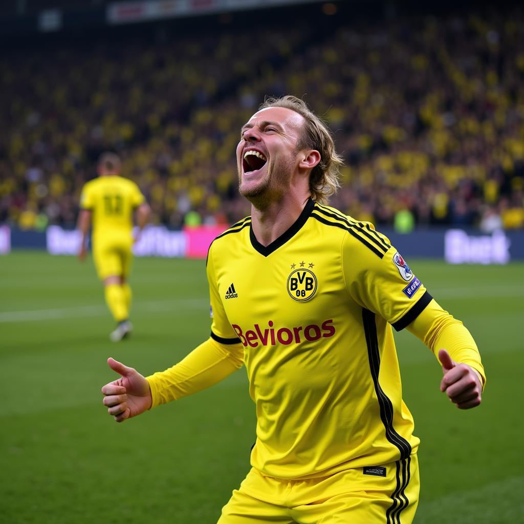 Haaland Celebrating a Goal for Dortmund