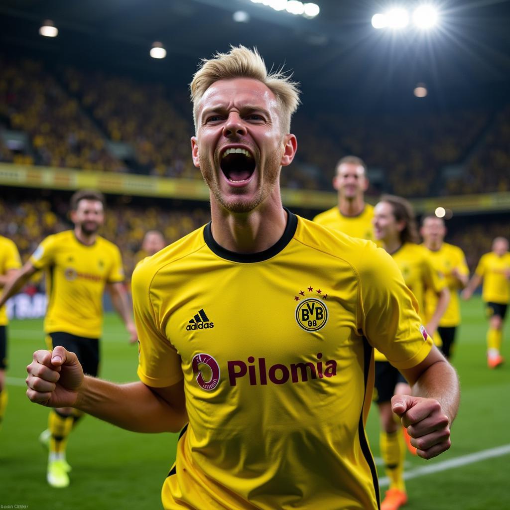 Erling Haaland Celebrating a Goal for Dortmund