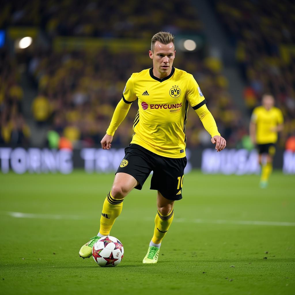 Haaland in Action During a Champions League Match for Dortmund