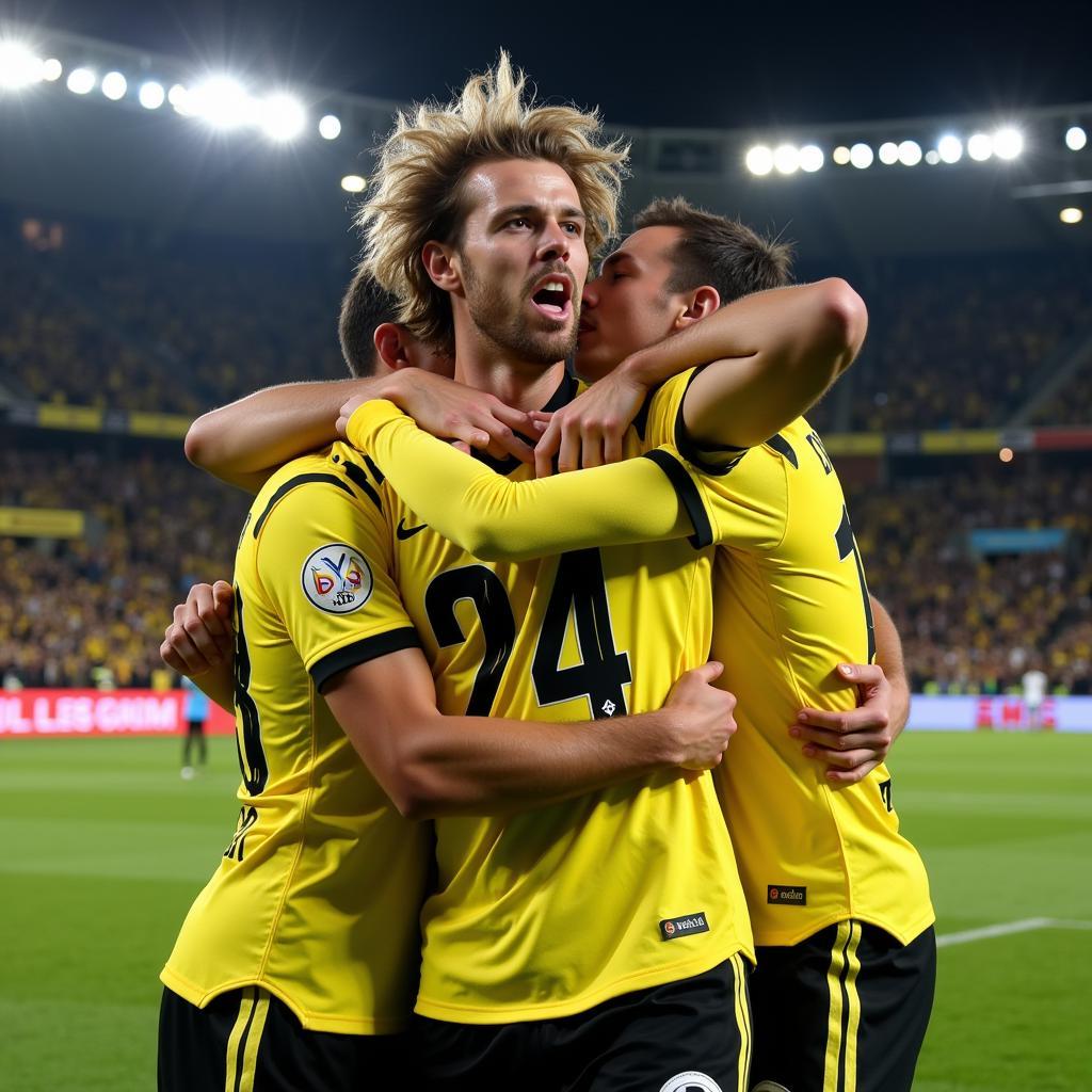 Haaland celebrates his debut hat-trick for Borussia Dortmund