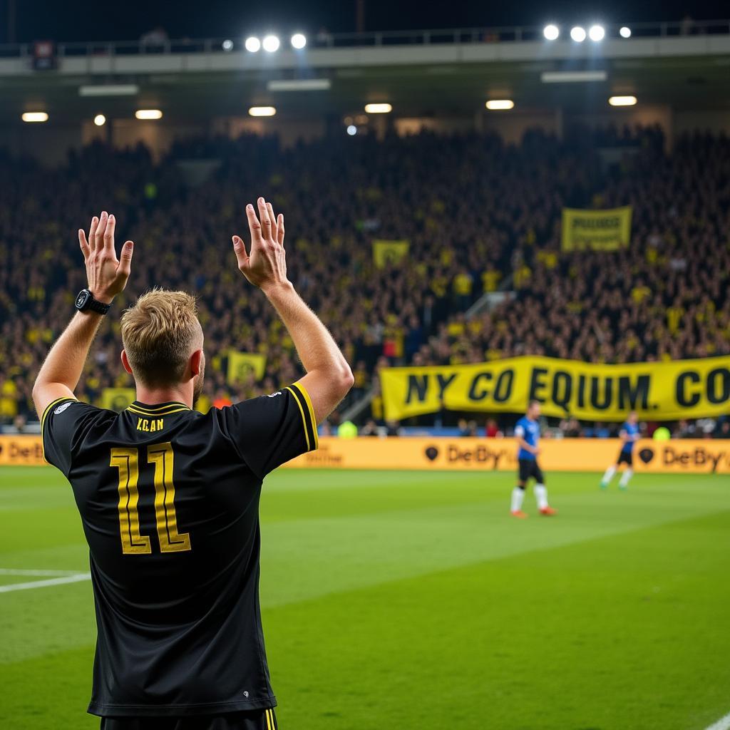 Haaland acknowledging Dortmund fans