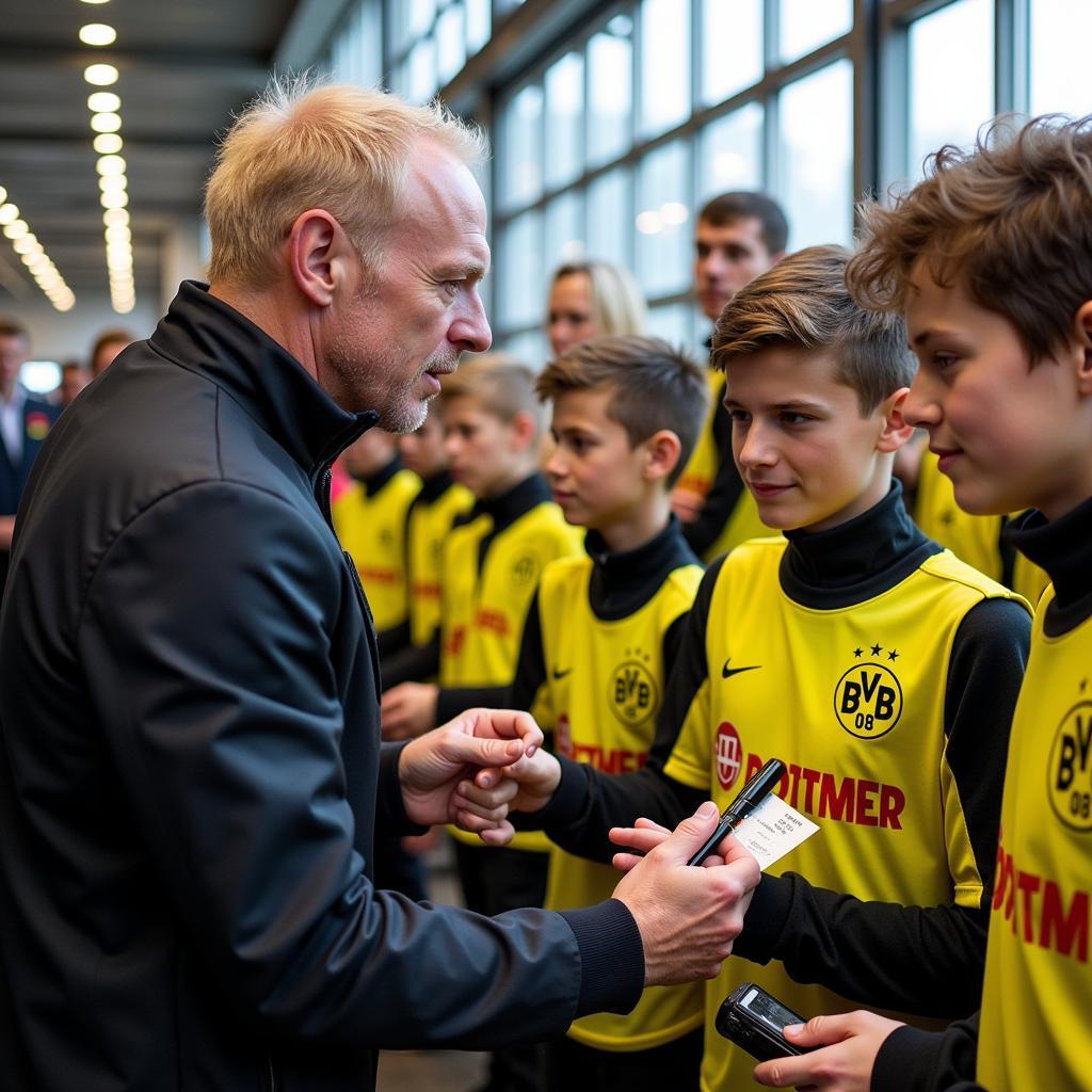 Haaland interacting with Borussia Dortmund Fans