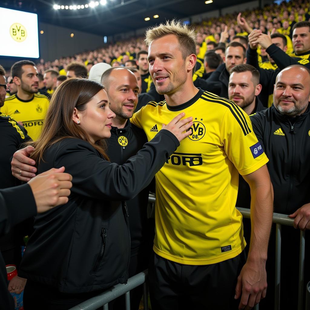 Erling Haaland acknowledging Borussia Dortmund fans