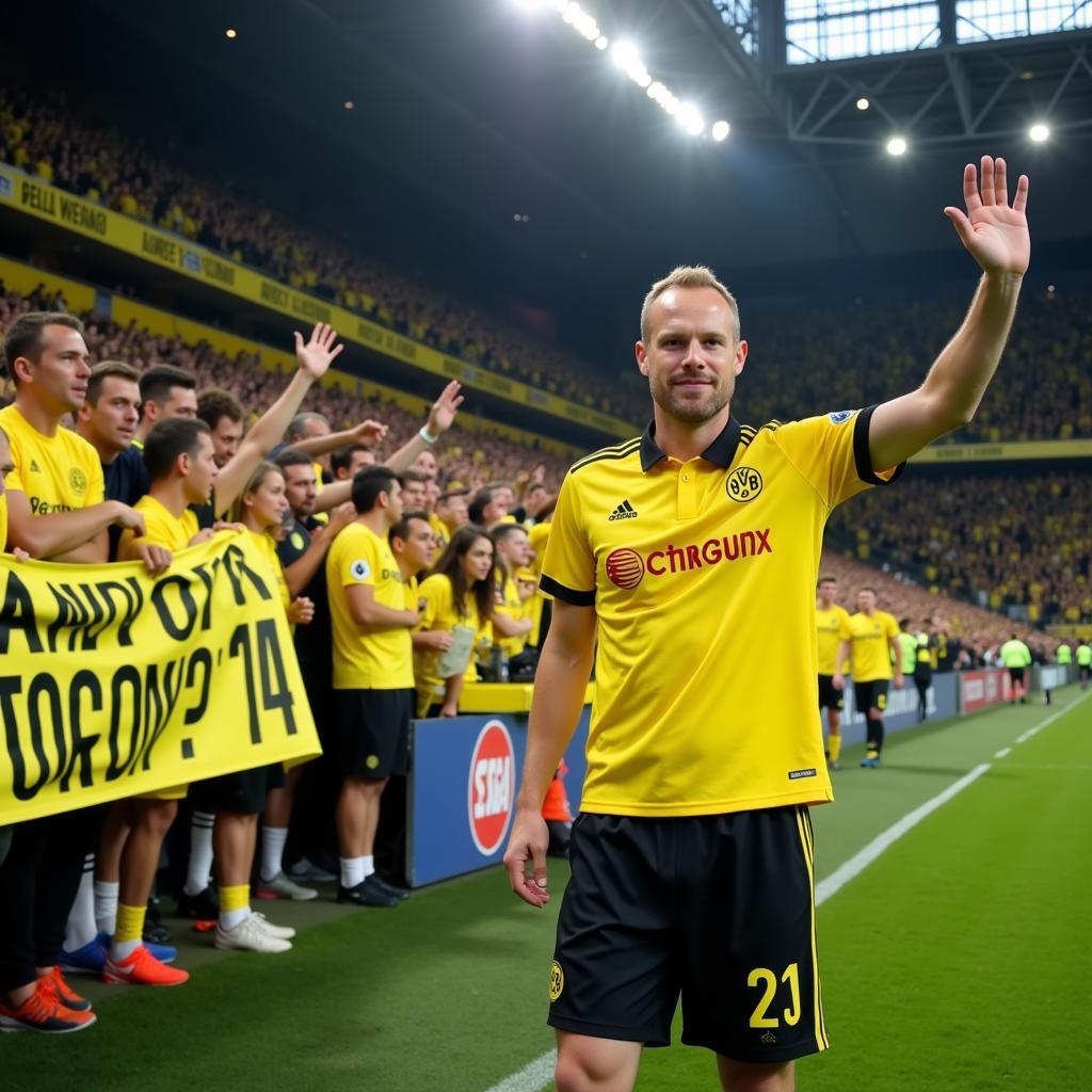 Haaland saying goodbye to Dortmund fans in 2022