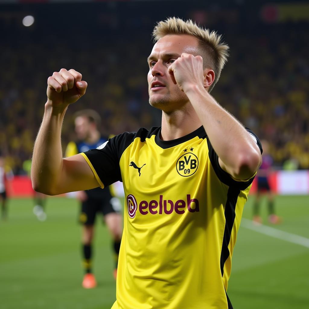 Haaland scoring for Dortmund in 2022