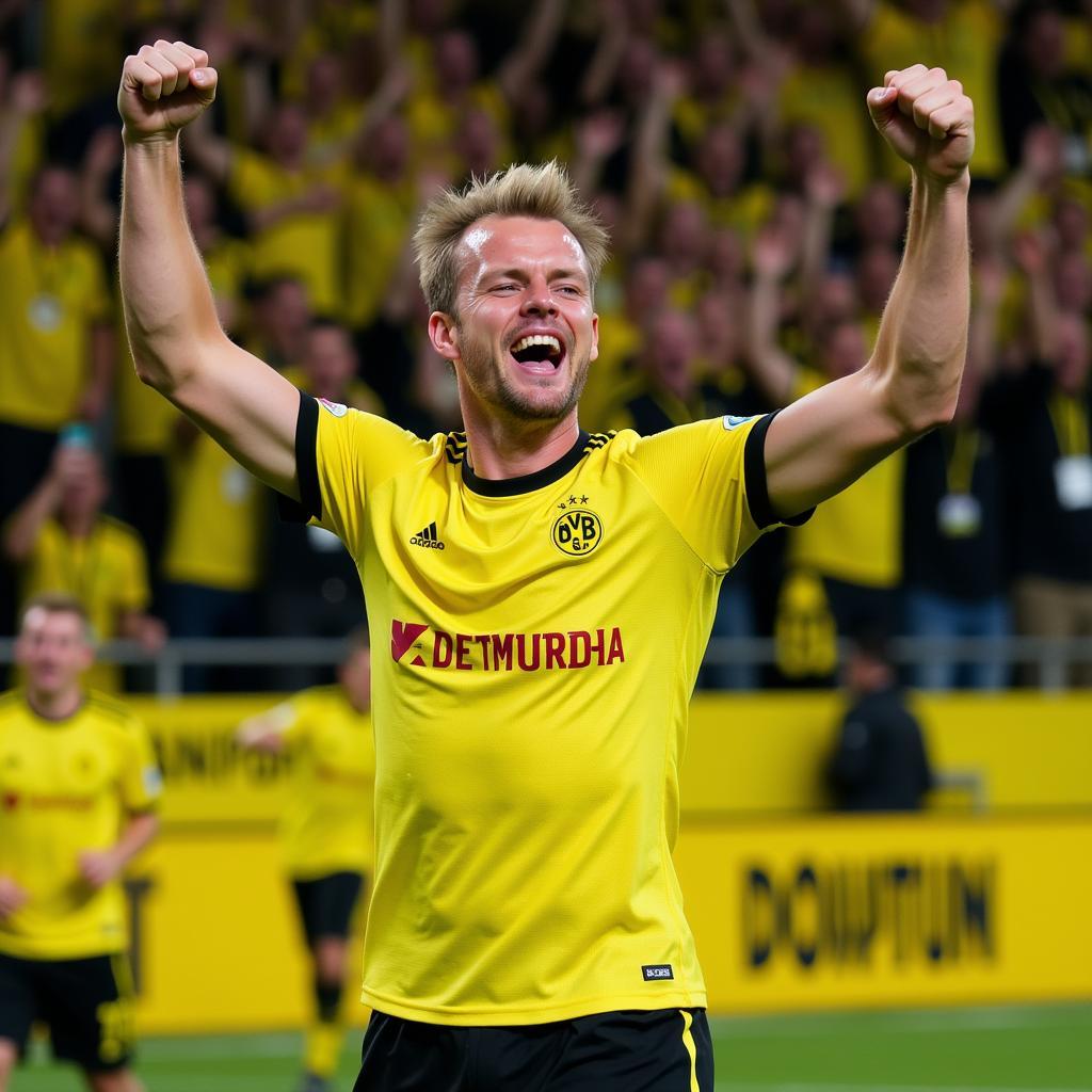 Erling Haaland Celebrating a Goal for Borussia Dortmund