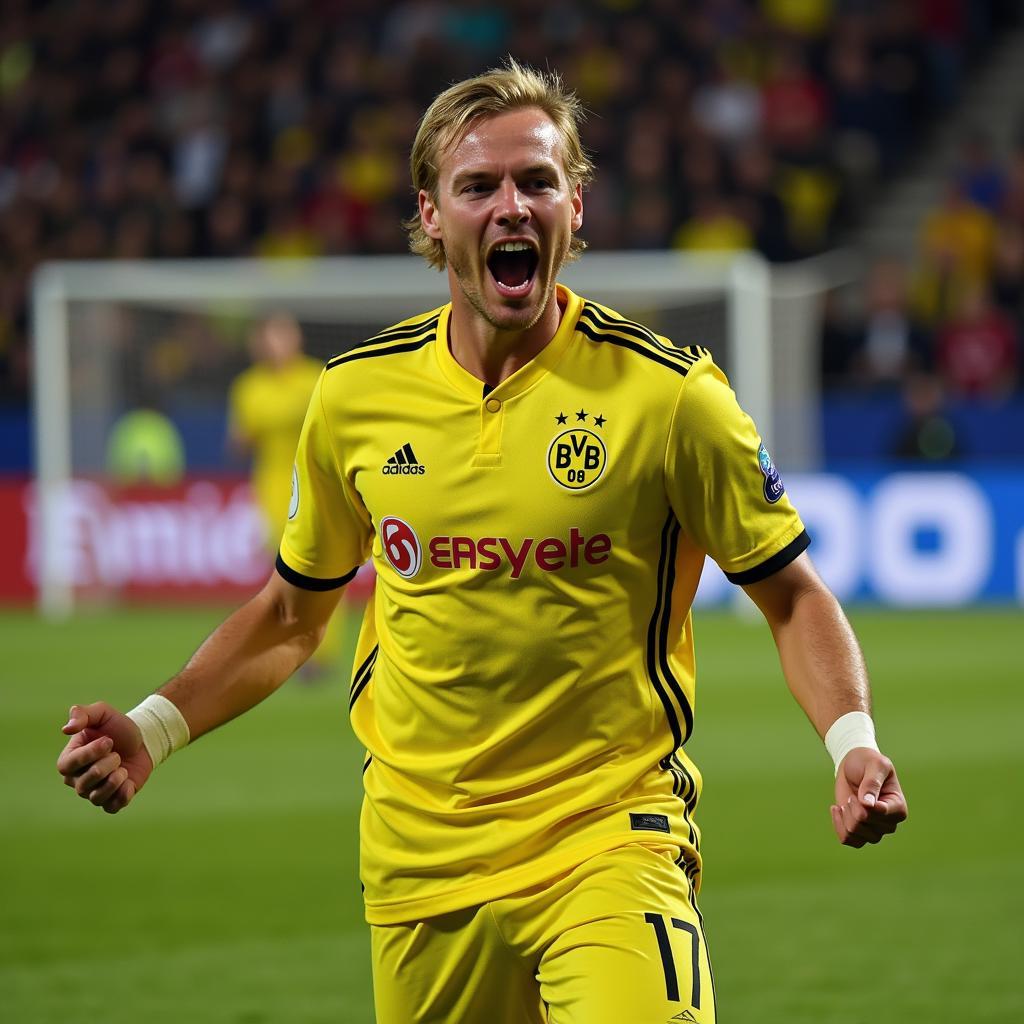 Haaland in his Borussia Dortmund number 17 shirt