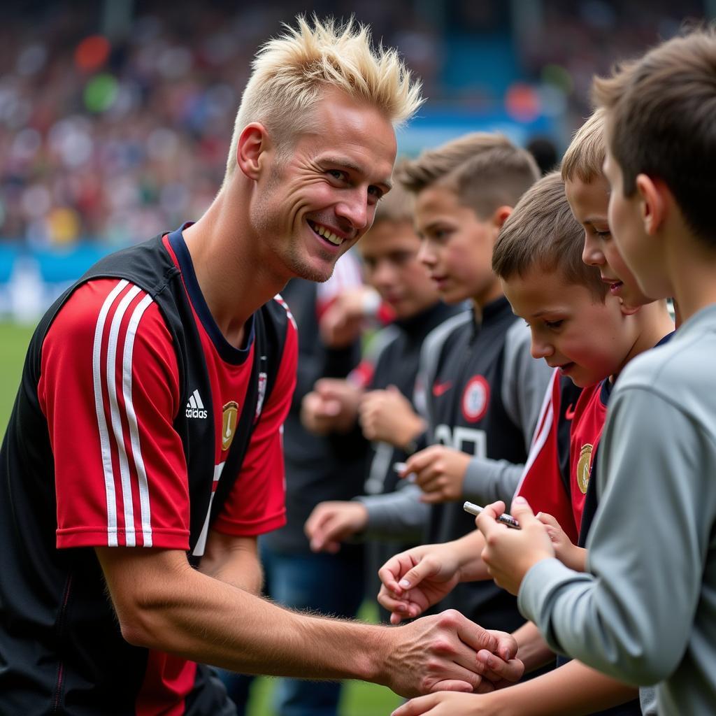 Erling Haaland interacting with fans