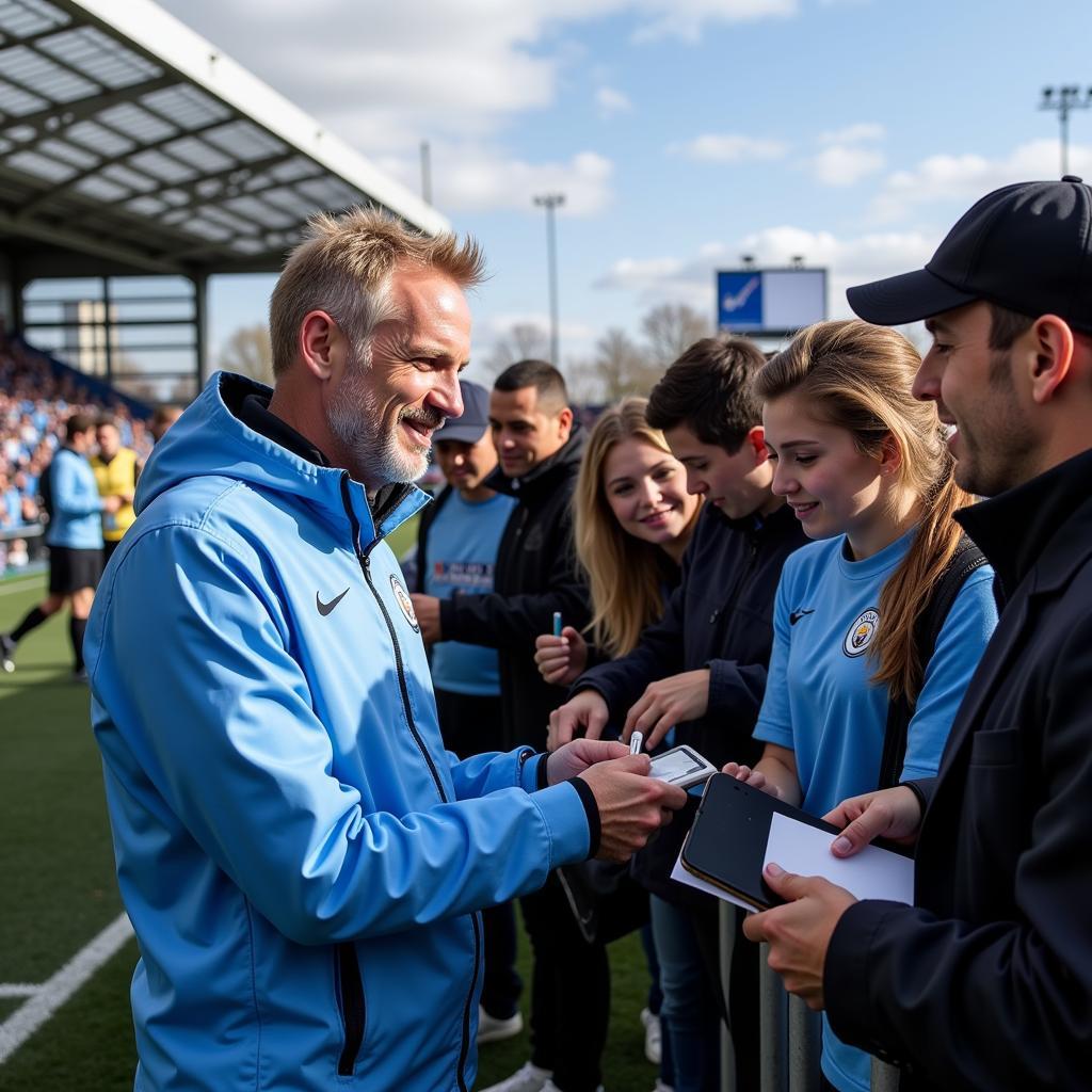 Erling Haaland interacting with Man City fans