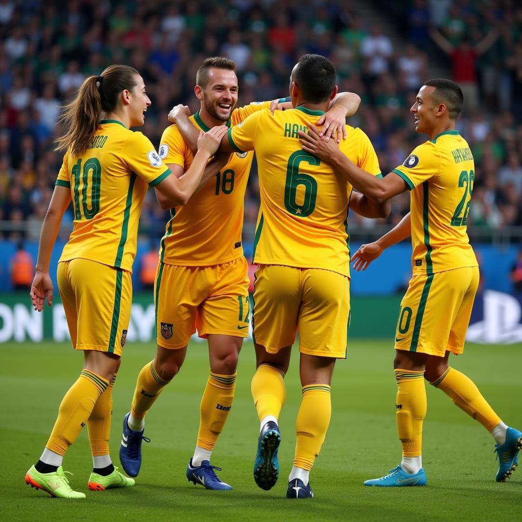 Haaland Celebrates with Teammates in FIFA