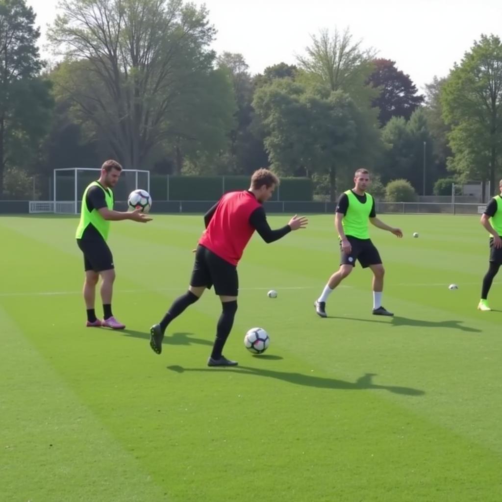 Erling Haaland practicing first touch drills.