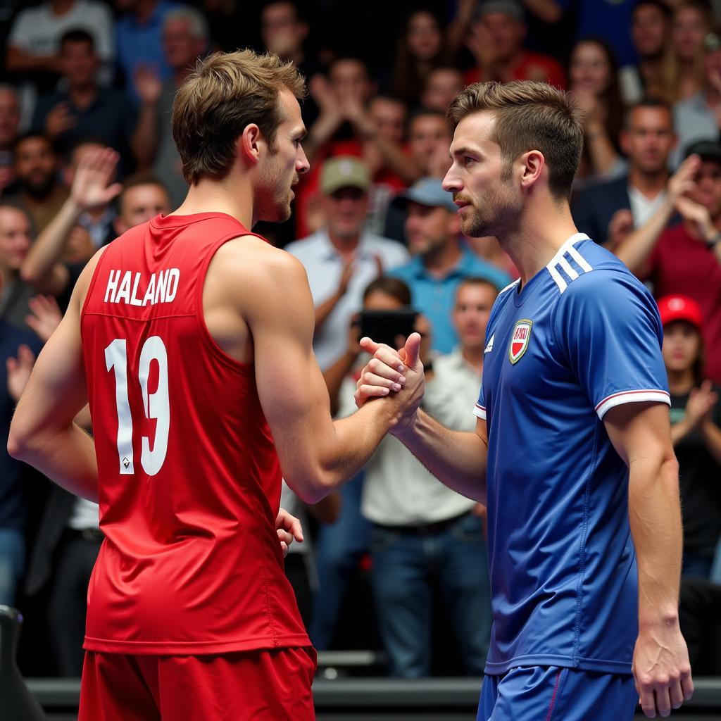 Haaland and Foden Shaking Hands