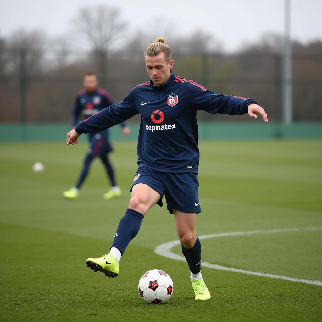 Haaland practicing free kicks