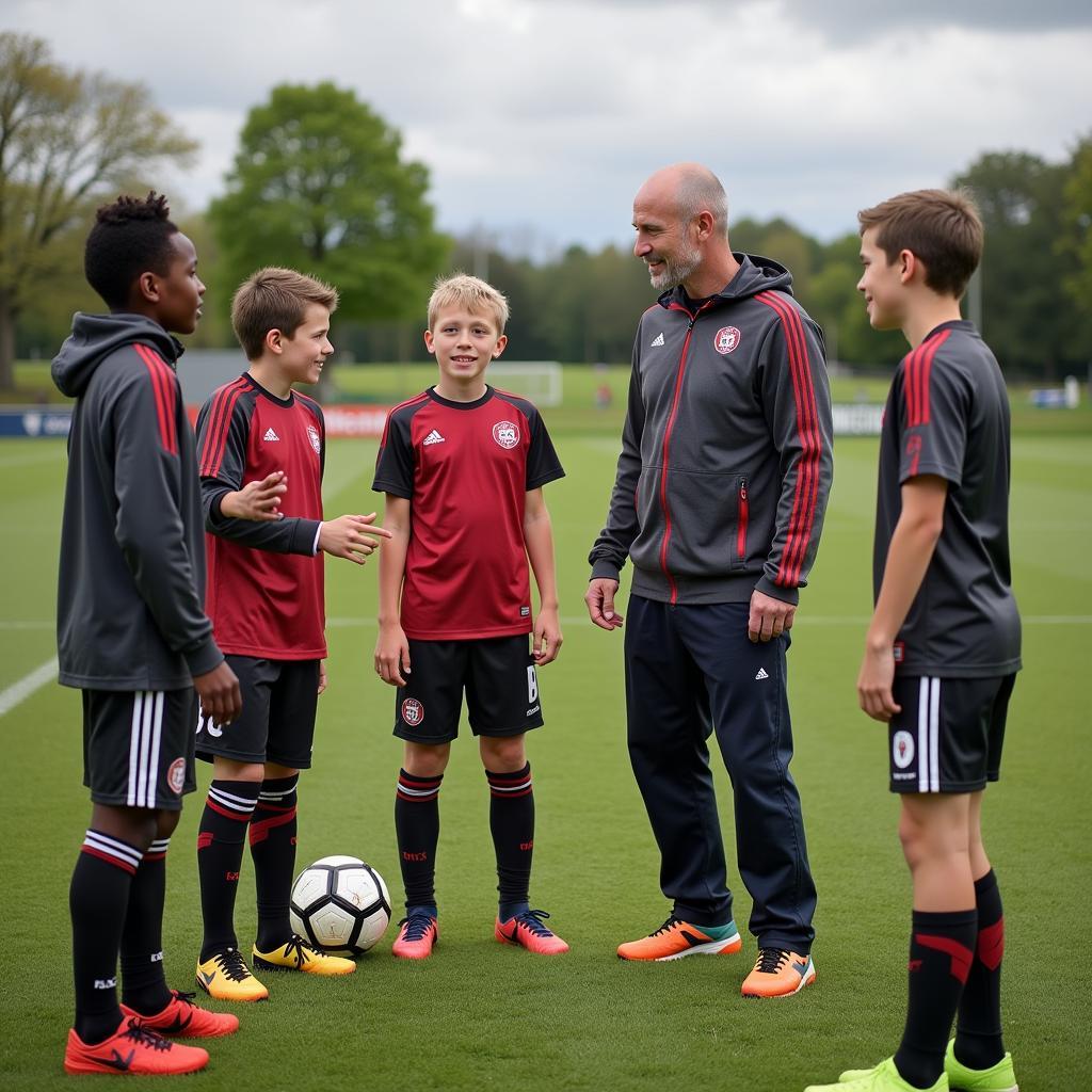 Erling Haaland training with young aspiring footballers, symbolizing his legacy and inspiration to future generations.