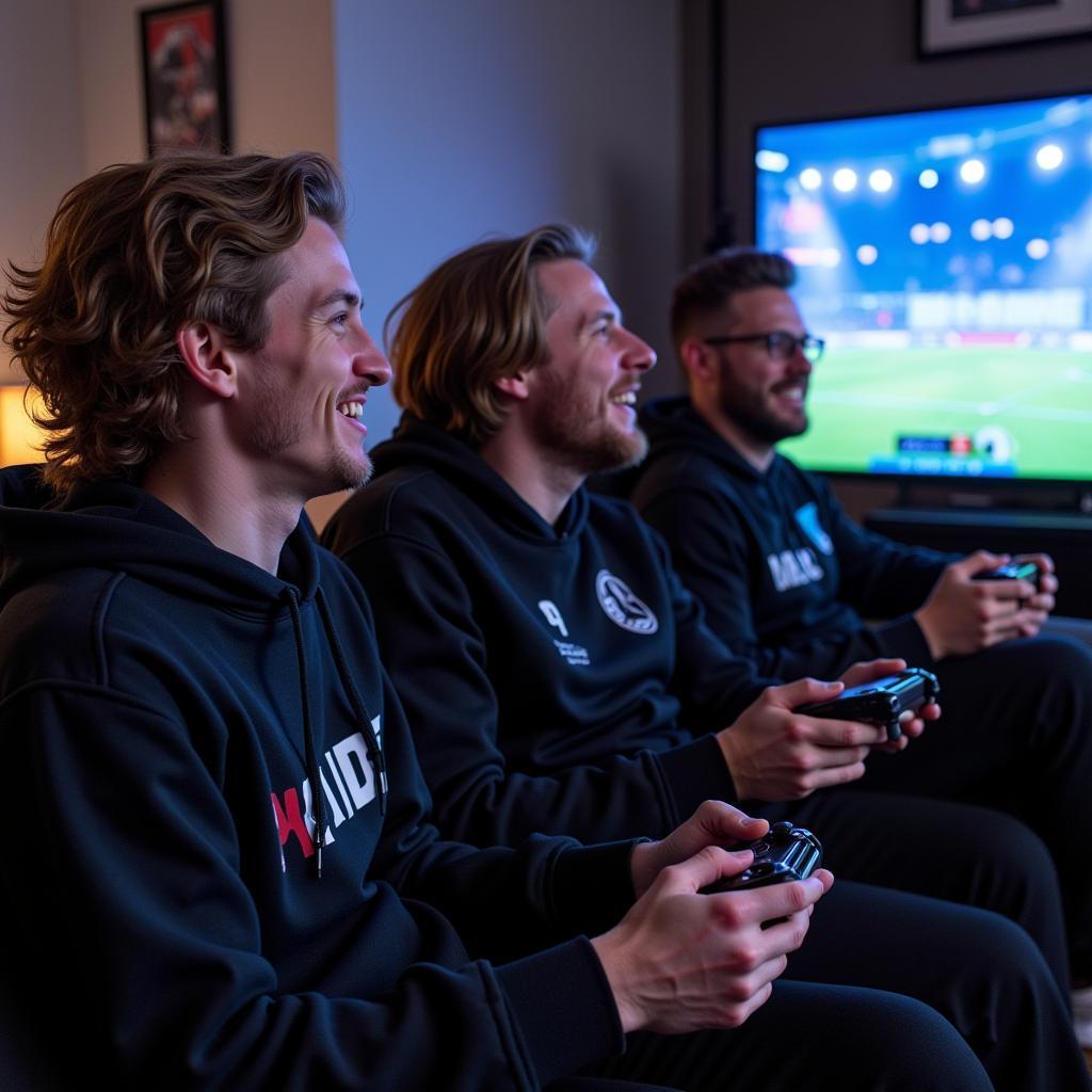 Erling Haaland playing video games with teammates