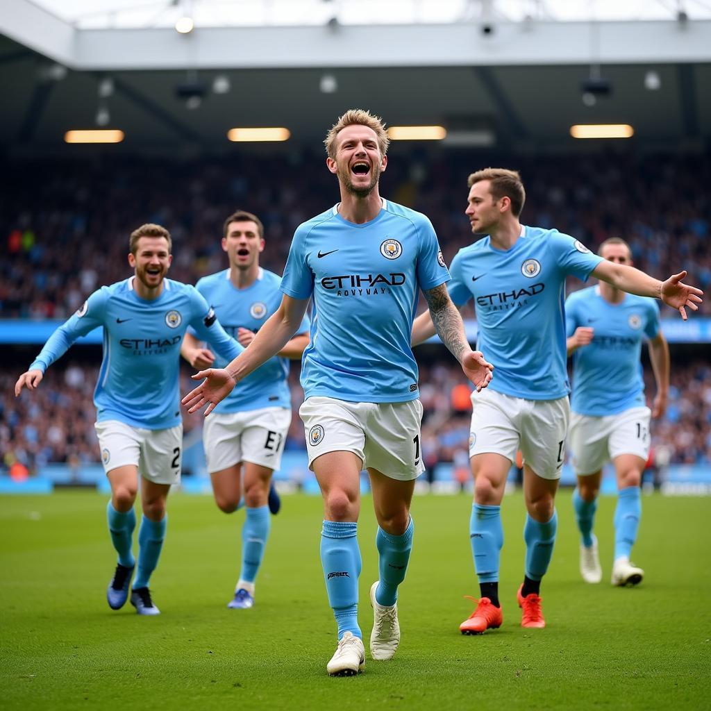 Haaland Goal Celebration at Etihad Stadium