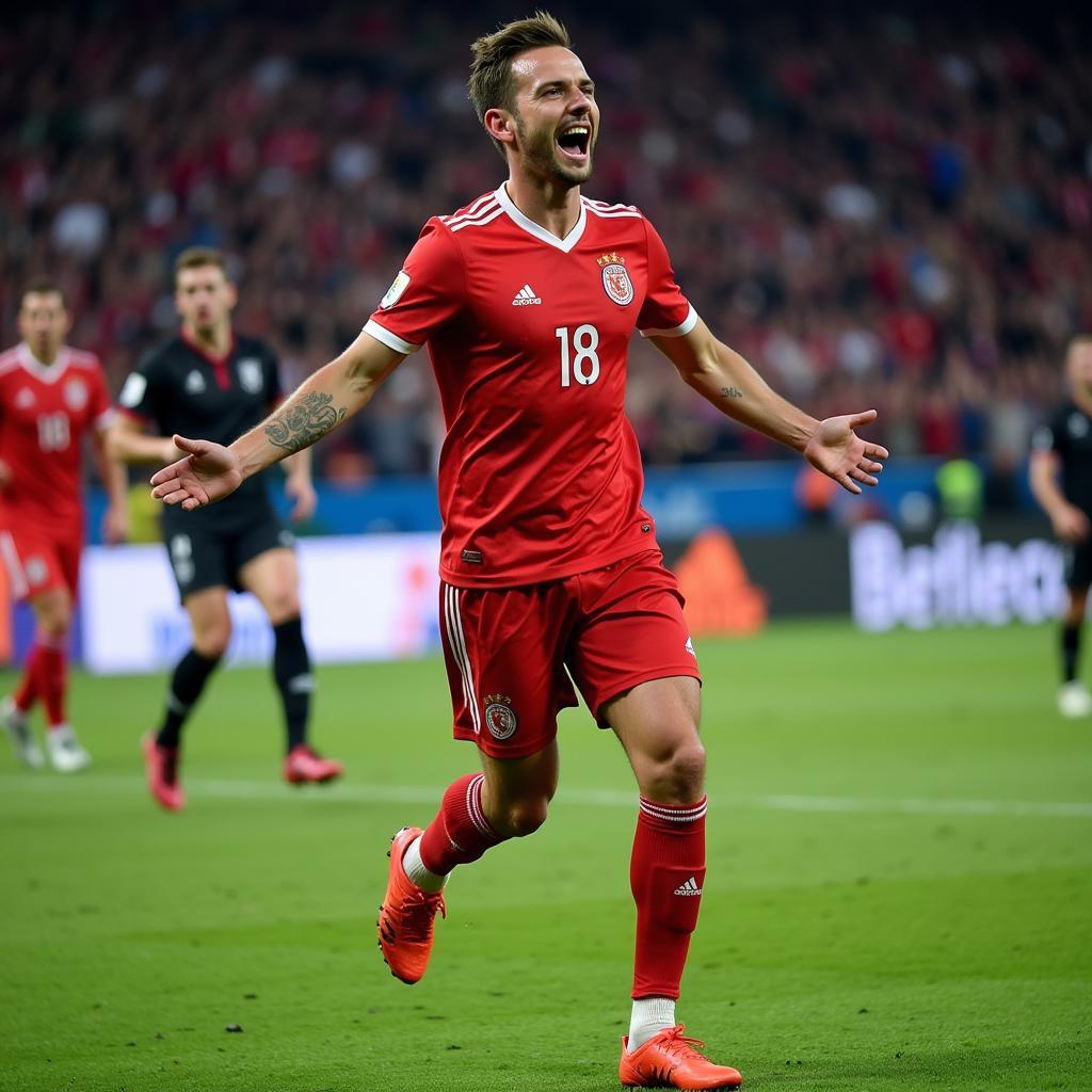 Haaland celebrates a goal, demonstrating his clinical finishing