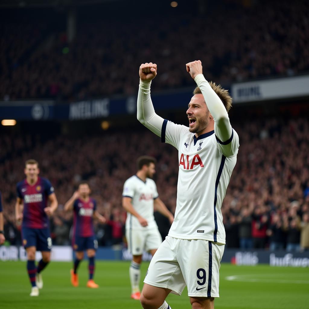 Haaland celebrates his goal against Tottenham