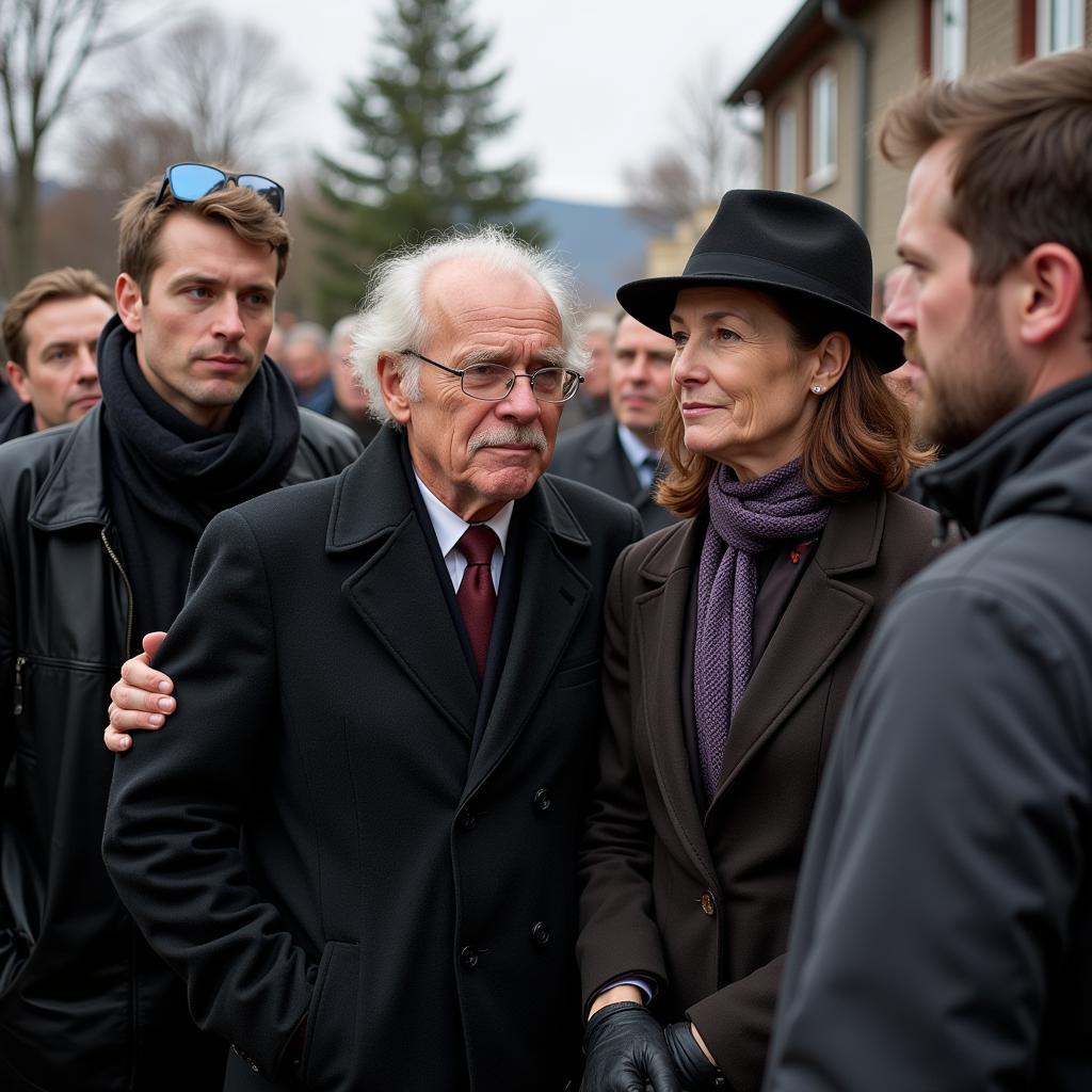 Haaland and family at grandma's funeral, showing support and togetherness during a difficult time.