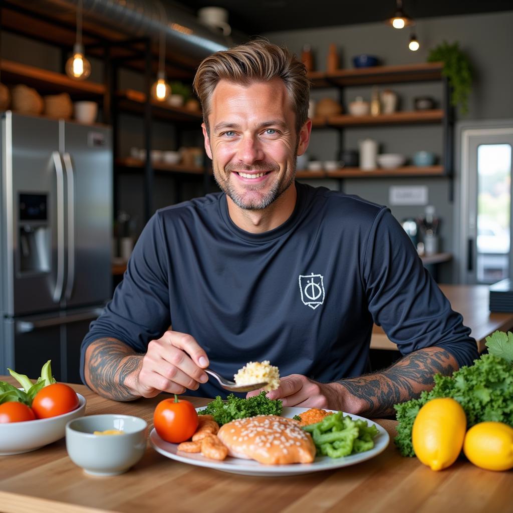 Erling Haaland enjoying a healthy meal