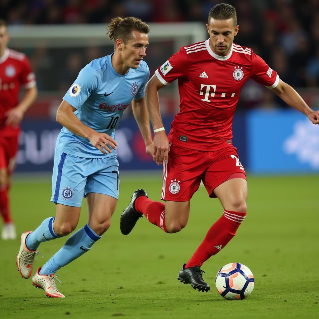 Haaland dribbling past a defender for his club team